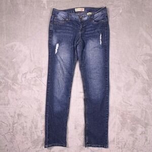 Paris Blues Y2k Women Jeans Size 9 Blue Denim Distressed Slim Fit Stretch Grunge